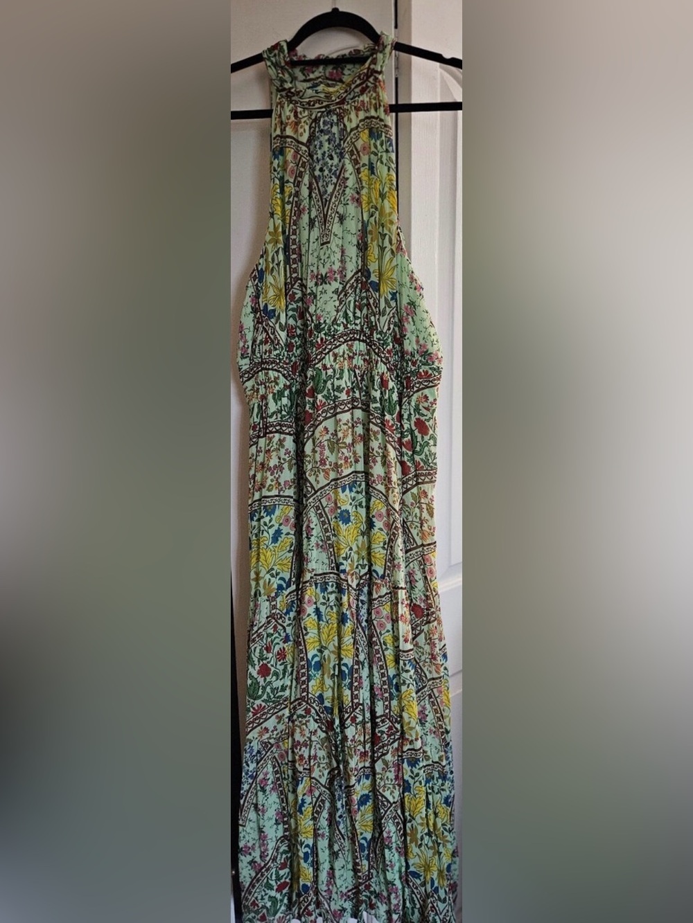 Anthropologie Halter Floral Maxi Dress in Mint, Yellow & Green - Picture 8 of 10